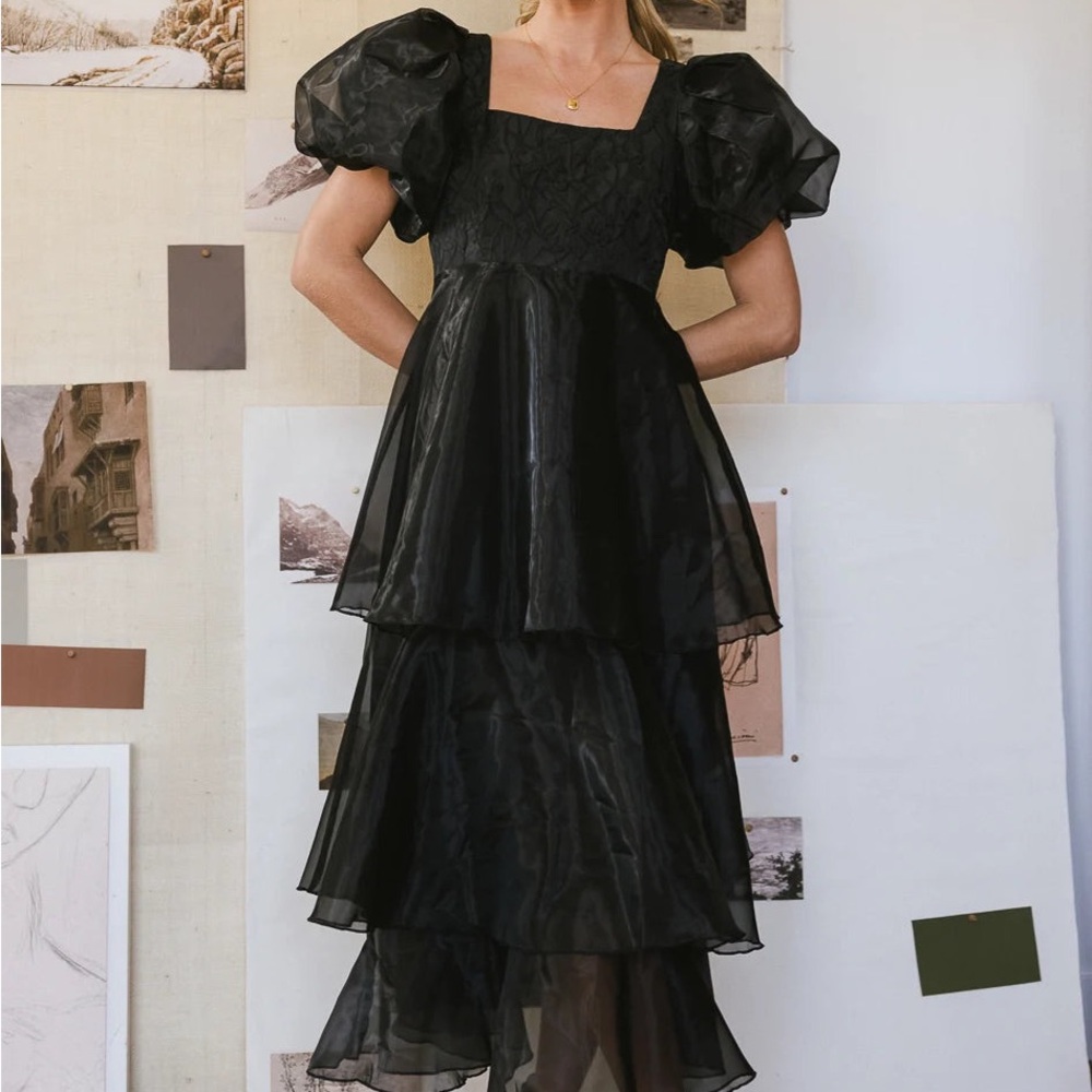 Bohme Black Ruffled Tiered Maxi Dress
